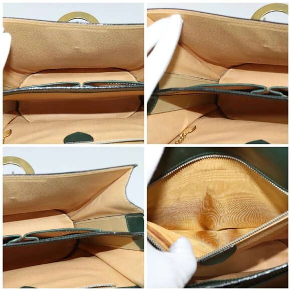 CELINE Shoulder Bag Leather Green Gold Auth - Picture 15 of 16